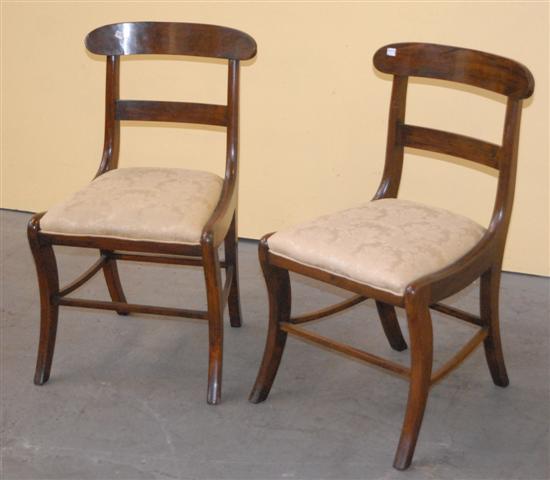 Appraisal: PAIR REGENCY SIDE CHAIRS th C mahogany curved top rail