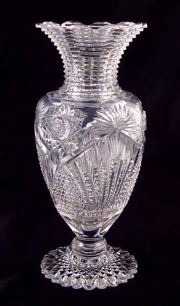 Appraisal: SIGNED J HOARE BRILLIANT PERIOD CUT GLASS VASE '' tall