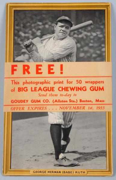 Appraisal: Goudey Gum Co Babe Ruth Standee Depicts card of Babe