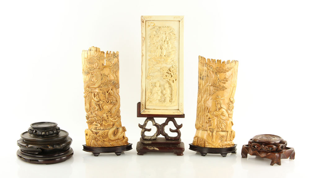 Appraisal: - Lot of Assorted Carvings and Stands Lot of assorted