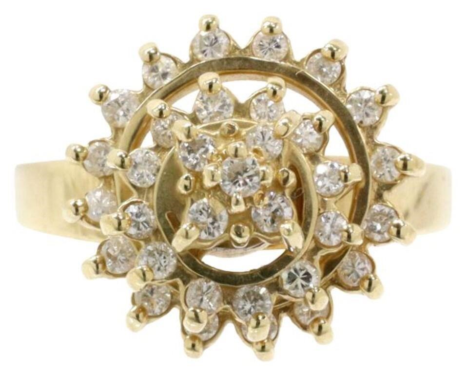 Appraisal: Estate kt yellow gold ring kinetic setting with thirty-three diamonds