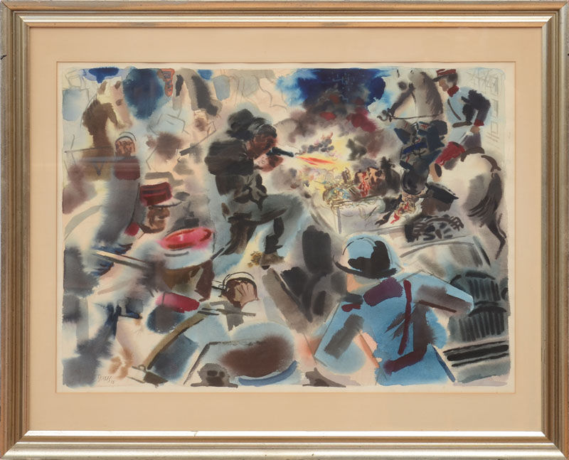 Appraisal: GEORGE GROSZ - THE ASSASSINATION Watercolor on paper signed 'Grosz'