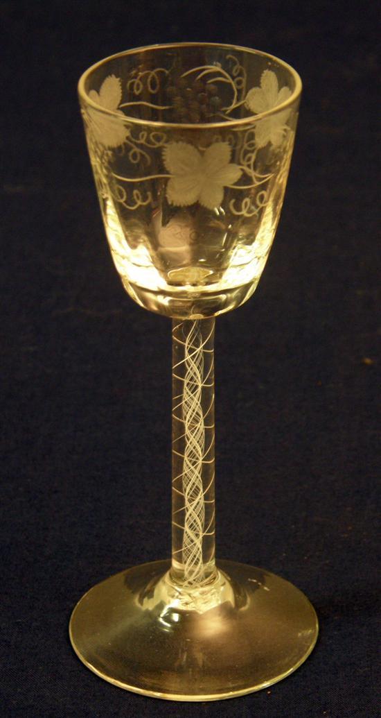 Appraisal: th century drinking glass the bowl engraved with vine leaves