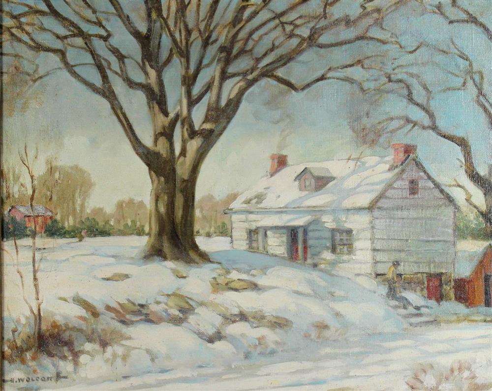 Appraisal: HAROLD C WOLCOTT AMERICAN - WINTER SCENE Oil on canvas