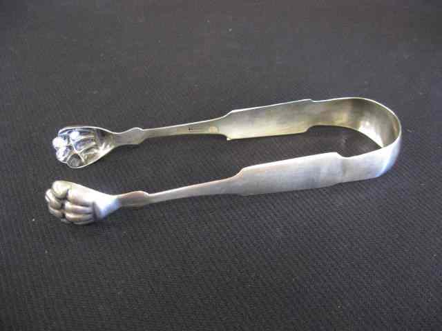 Appraisal: Georgian English Sterling Silver Tongs paw ends '' hallmarked