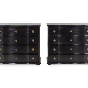 Appraisal: A Pair of Ebonized Chests of Drawers Height x width