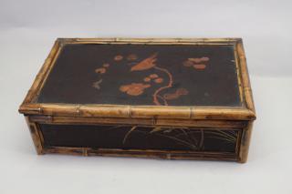 Appraisal: Chinese Style Bamboo Jewelry Box Lacquerware box with bamboo motif