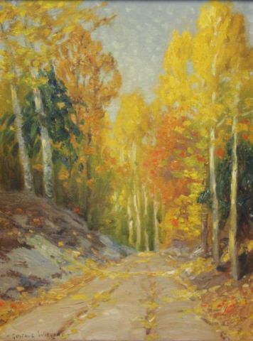 Appraisal: WIEGAND Gustave Oil on Board Autumn Path Signed lower left