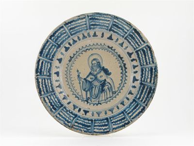 Appraisal: A Continental fa ence plate probably Spanish painted in blue