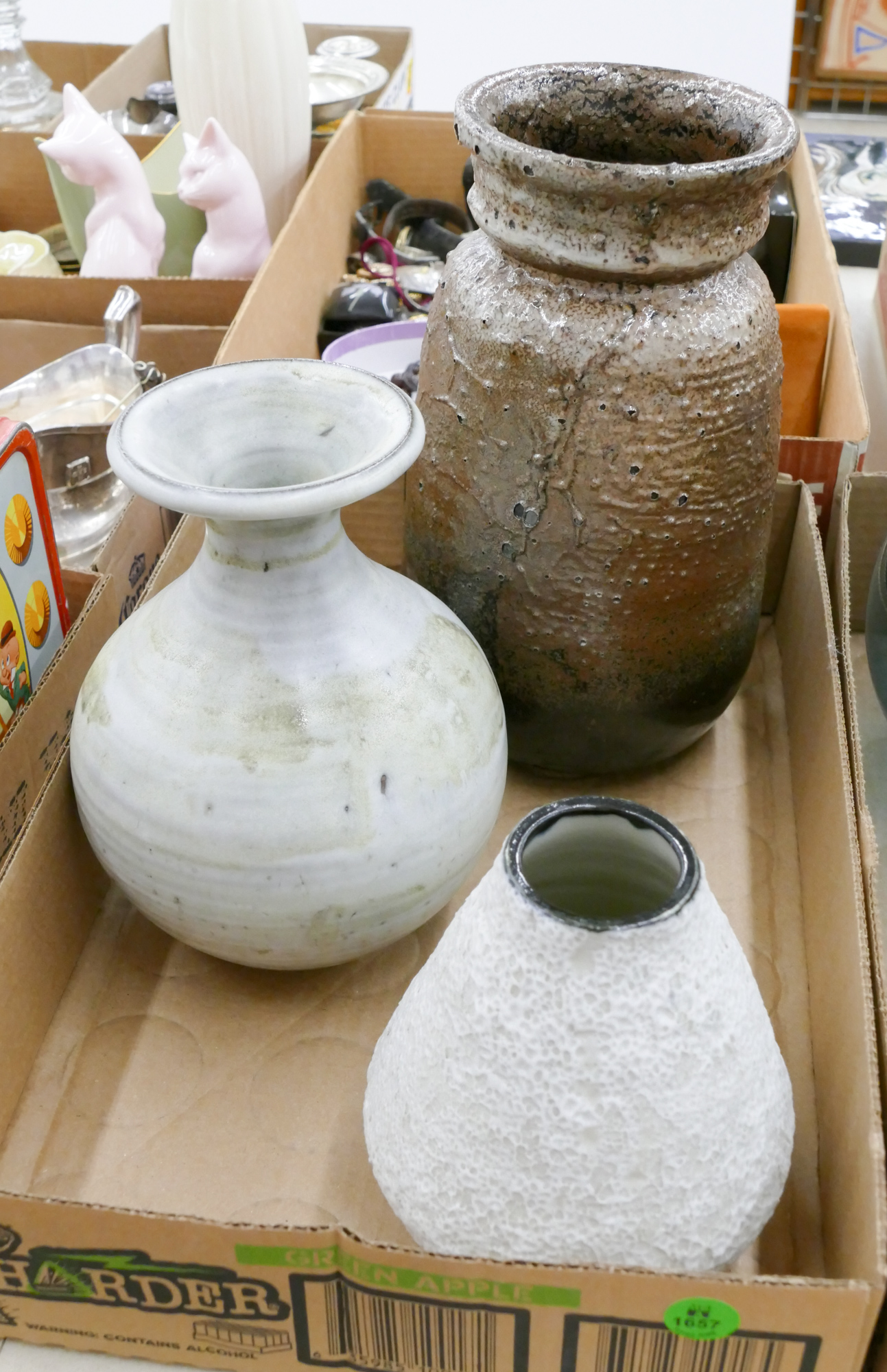 Appraisal: Box Mid Century Studio Pottery Vases