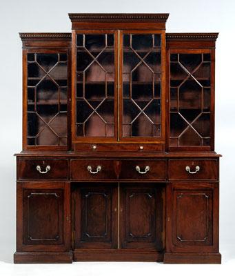 Appraisal: Chippendale style break front figured mahogany veneers oak pine and