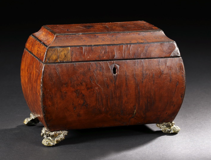 Appraisal: William IV Walnut Single-Compartment Bombe-Form Teabox second quarter th century