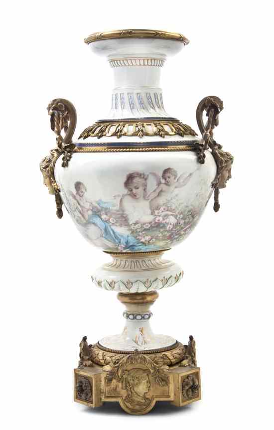 Appraisal: A Sevres Style Porcelain and Gilt Bronze Mounted Urn of