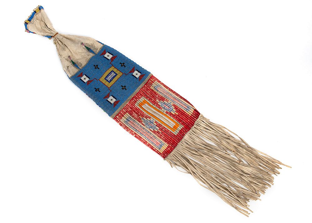 Appraisal: Sioux-Cheyenne Beaded Pipe Bag Sioux-Cheyenne Beaded Pipe Bag ca porcupine