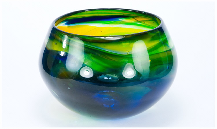 Appraisal: John Ditchfield Glasform Studio Bowl Showing Rays Of Greens And