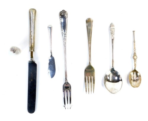 Appraisal: A quantity of silver cutlery to include a commemorative silver