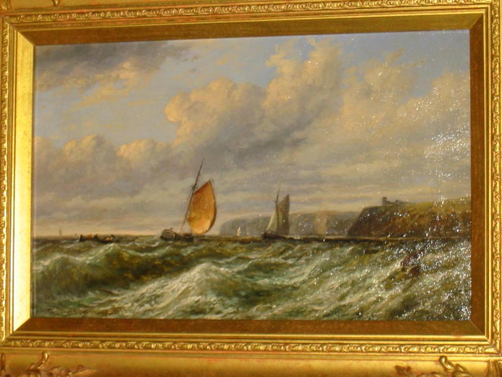 Appraisal: ROBERT BRIDGEHOUSE th Century Fishing Boats Near the Shore oil