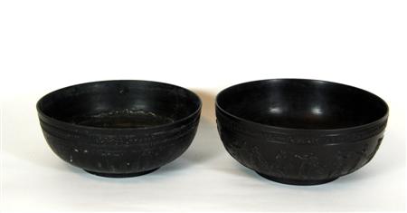 Appraisal: WEDGWOOD BLACK BASALT BOWL TH CENTURY with moulded reeded decoration