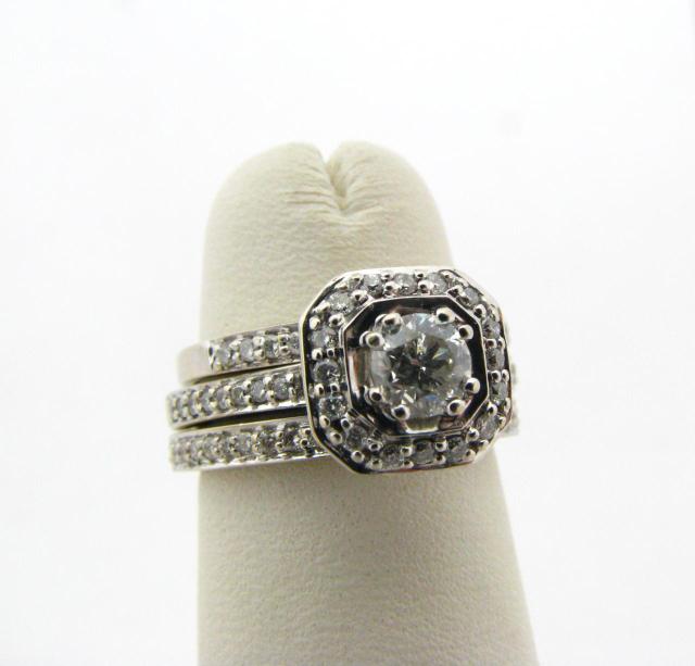 Appraisal: K White Gold Lady's Diamond wedding set with ct solitaire