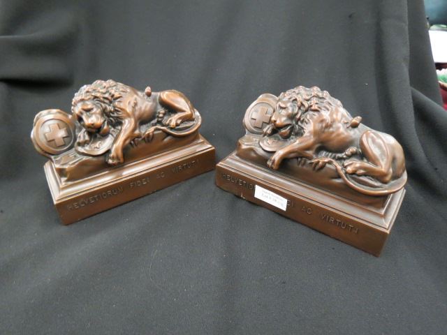 Appraisal: Pair of Jennings Brothers Bronzed Lion Bookends classical Swiss symbol