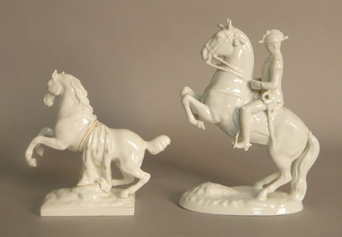 Appraisal: KPM porcelain figure of a rearing horse h together with