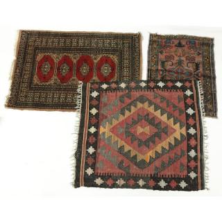 Appraisal: Collection of Three Semi-Antique Rugs Each contains some discoloration wear