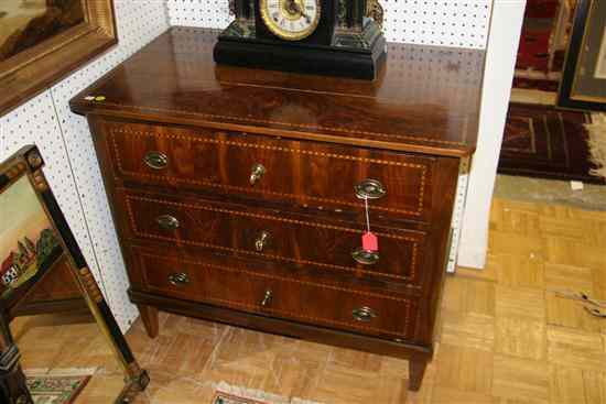 Appraisal: CONTINENTAL INLAID BURLWOOD THREE-DRAWER CHEST late th-early th century Rectangular