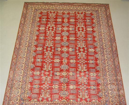 Appraisal: Semi-Antique Kharan Rug Ivory five border surrounding red field with