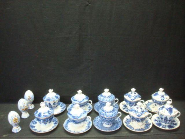 Appraisal: LOMONOSOV Russian Porcelain Collection Lot of cups saucers lids and