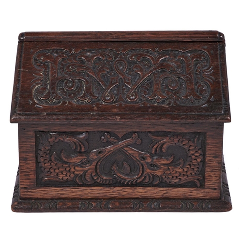 Appraisal: A boarded oak stationery box late th early th c