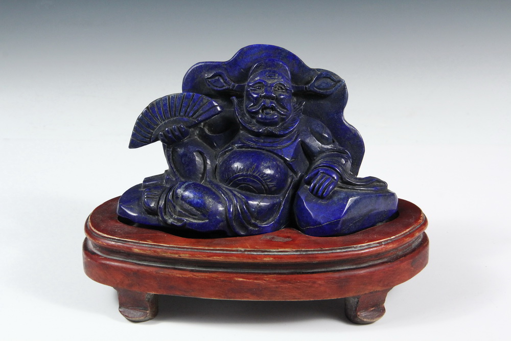 Appraisal: CHINESE HARDSTONE CARVING - Lapis Lazuli Figure of a Reclining