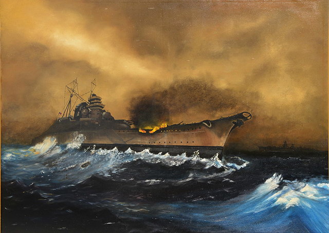 Appraisal: KEITH ROBERT HUMPHRIES - The Bismarck at sea in distress