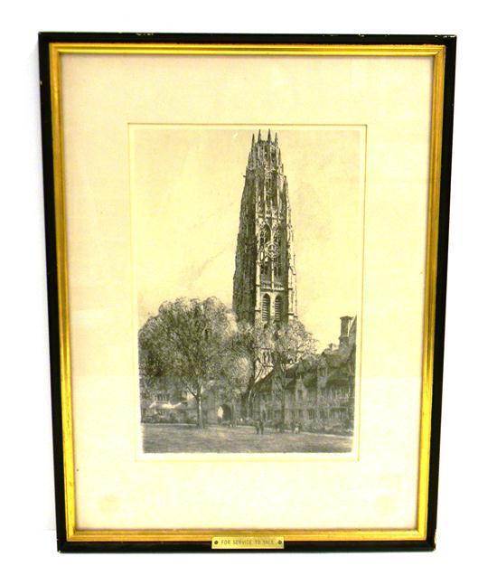 Appraisal: Louis Orr American - ''Harkness Tower '' etching of Yale