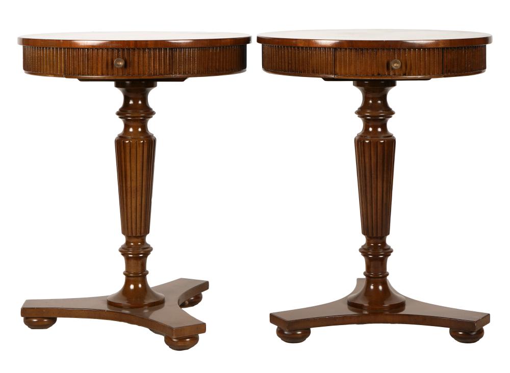 Appraisal: PAIR OF KREISS NEOCLASSICAL-STYLE ROUND END TABLESeach with manufacturer's label