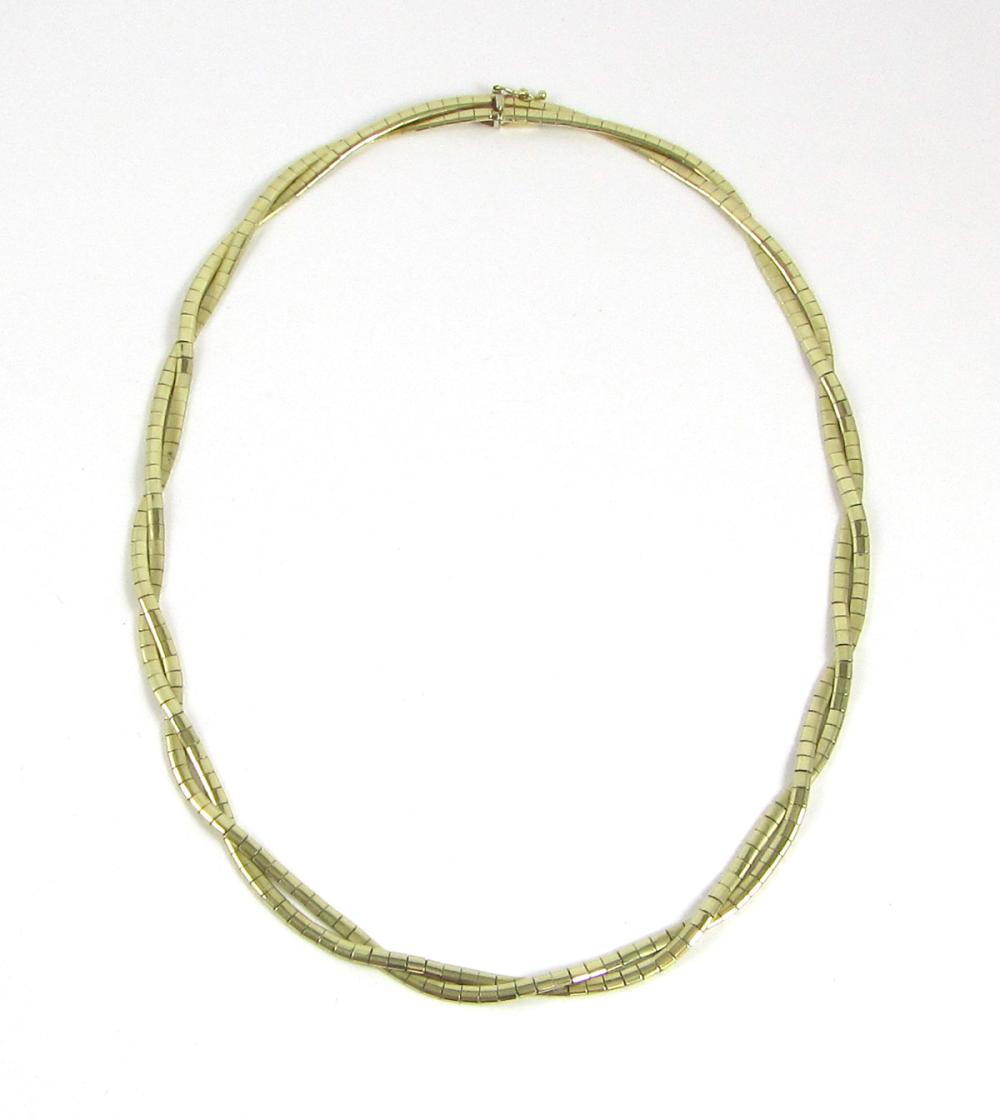 Appraisal: ITALIAN FOURTEEN KARAT GOLD CHAIN NECKLACE Double twisting k yellow