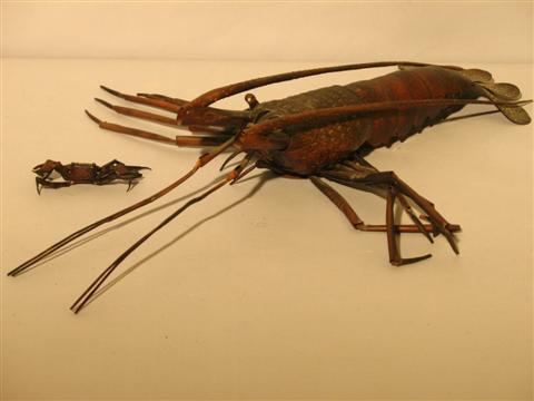 Appraisal: LARGE JAPANESE COPPER ARTICULATED MODEL OF A CRAYFISH Twentieth century