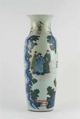 Appraisal: A Chinese wucai sleeve vase painted with eight figures pine