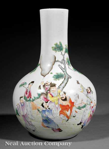 Appraisal: A Chinese Famille Rose Eight Immortals Porcelain Bottle Vase Republican