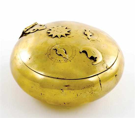 Appraisal: Unusual English brass tobacco box with lock late th century