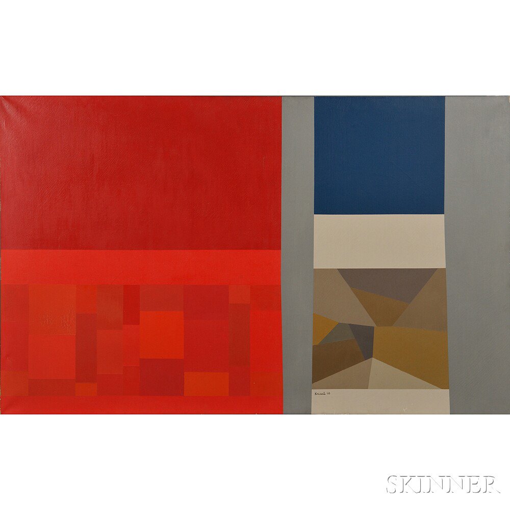 Appraisal: Harold Krisel American - Painting Untitled Geometric Abstract Signed and