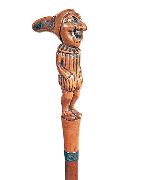 Appraisal: Troll Elf Folk Cane Ca - A carved figure with