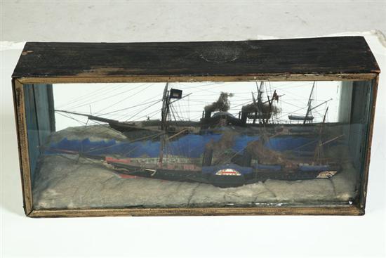 Appraisal: MODEL OF AN EARLY STEAM SHIP WITH AMERICAN FLAG American