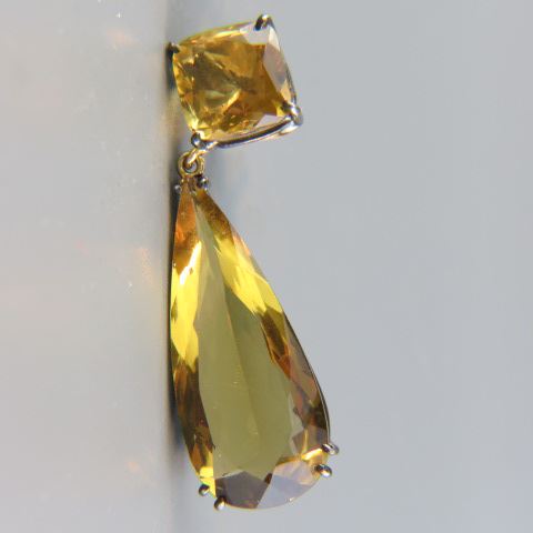 Appraisal: Citrine Earrings fancy cushion cut above a large teardrop total