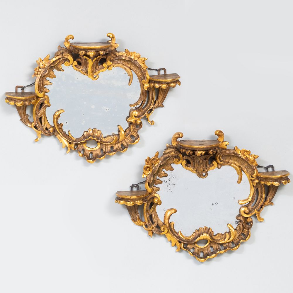 Appraisal: Pair of Giltwood Bracket Mirrors x x in Property from