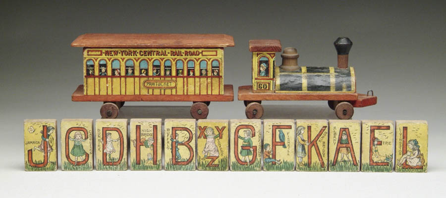 Appraisal: BLISS ENGINE AND PASSENGER CAR Paper lithographed engine with wooden