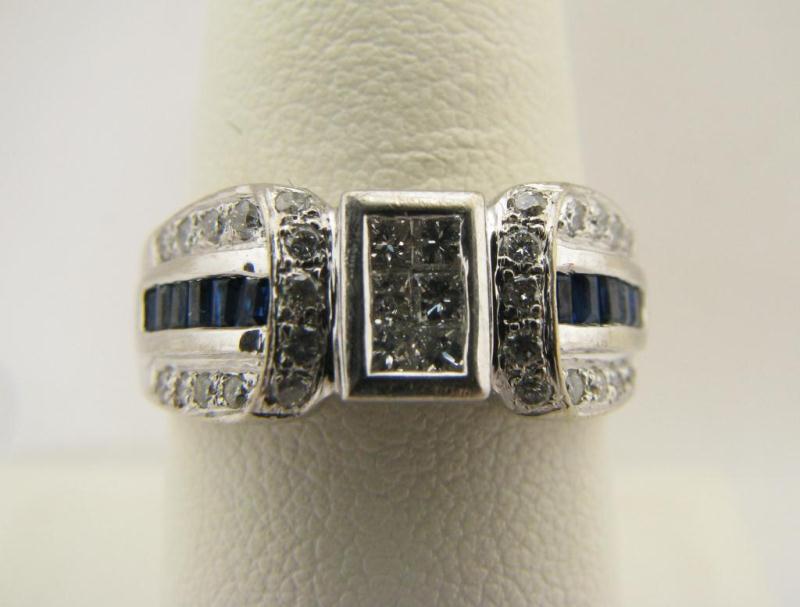 Appraisal: Lady's K White Gold Diamond and Sapphire Ring with six