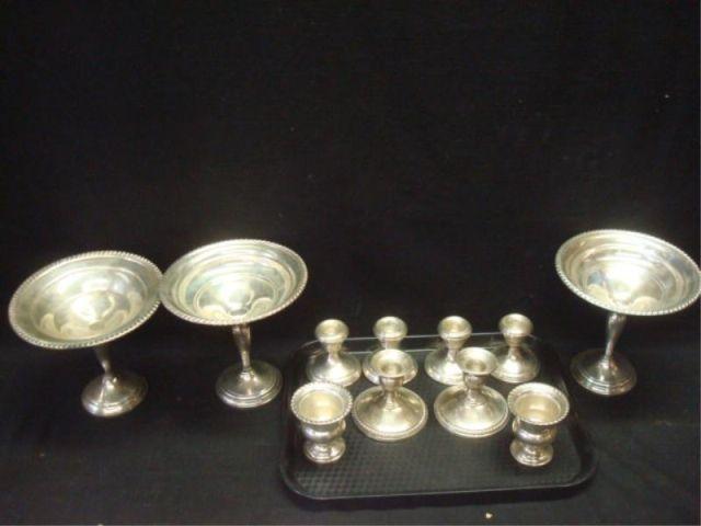 Appraisal: Sterling Lot of Assorted Weighted Pieces Candlebra urns tazzas From