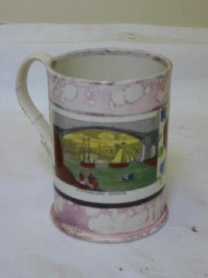 Appraisal: A SUNDERLAND PINK SPLASH LUSTRE POTTERY FROG MUG printed and