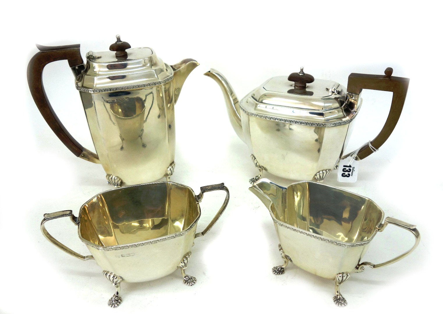 Appraisal: An Art Deco matched four piece silver tea service Sheffield