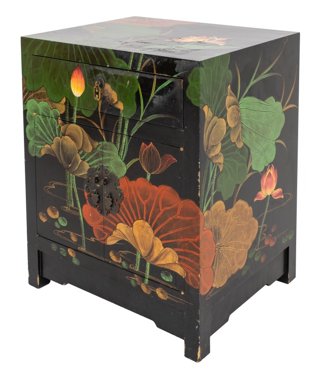 Appraisal: ASIAN MODERN CHINOISERIE LACQUERED CABINET Asian modern chinoiserie lacquered cabinet